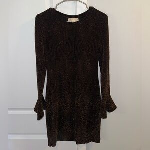Michael Kors Black Long Sleeve Glitter Dress